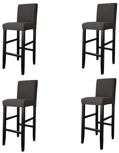 Barhocker Bezüge,4 Stück Stretch Abnehmbar EsszimmerstuhlbezügeBarhocker Bezug, waschbarer Stuhl-Schonbezug für Esszimmer, Küche (4 Stück Dunkelgrau)