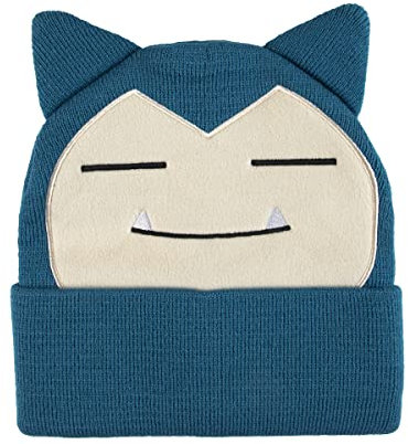 Bioworld Pokemon Snorlax Bestickte Beanie-Mütze, Einheitsgröße, Lizenzprodukt, Blau, Blau, Einheitsgröße