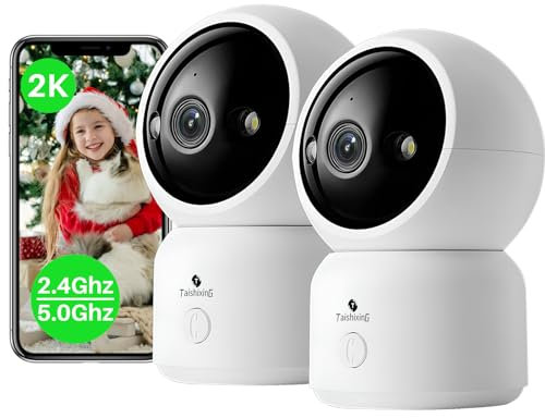 Taishixing 2K Security Indoor Camera, Baby and Pet Home Security Camera, 5/2.4GHz Wi-Fi, One-Touch Calls, Two-way Talks, 360° Smart Motion Tracking, Color Night Vision, No Monthly Fee - 2 Cameras