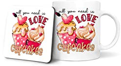 Love and Cupcakes Mug and Coaster, All You Need is Love and Cupcakes