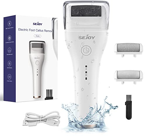 Sejoy Electric Feet Callus Removers Rechargeable, 3 Schleifköpfe Portable Waterproof Electronic Foot File Pedicure Tools, Professional Pedi Feet Care for Dead Skin, Ideal Gift