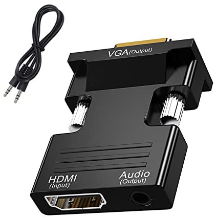 Aolirot Conversor HDMI a VGA Con Audio de 3.5mm, 1080P y 100MB/S Adaptador Para Computer Beamer, Laptop, PC, Monitor, Proyector y HDTV