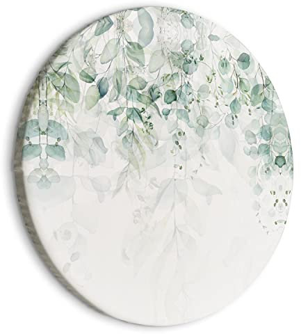 murando - runde Bilder Blätter 80x80 cm Leinwandbild 1 tlg Kunstdruck modern Wandbilder XXL Wanddekoration Design Wand Bild Efeu Natur Pflanzen wie gemalt b-C-0615-bc-b