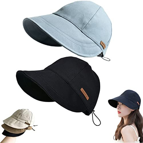 MAIMiao Chapeau de Protection UV sans Maquillage,Chapeau de Soleil pour Femmes,Chapeau de Soleil UPF50+ pour Femmes (B-2pcs)