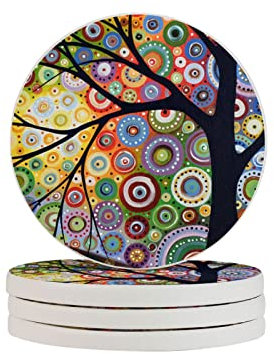 One Size Tree of Life Diatomite Cup Coaster Non-Slip for Coffee Beer Mug Wine Glass Home and Bar Coasters