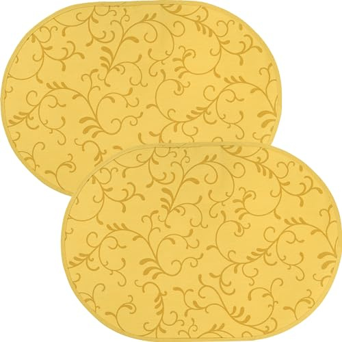 Erwin Müller Tischset Essen 2er-Pack abwaschbar Curry Größe oval: 35x50 cm