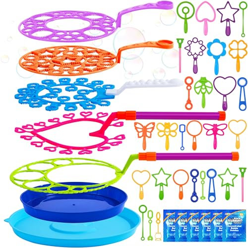 JOYIN Lot de grands bâtons à bulles - Jouet géant avec plateau en vrac - Pour enfants et adultes - Jouet d'été pour fête d'anniversaire, activités de plein air, Pâques