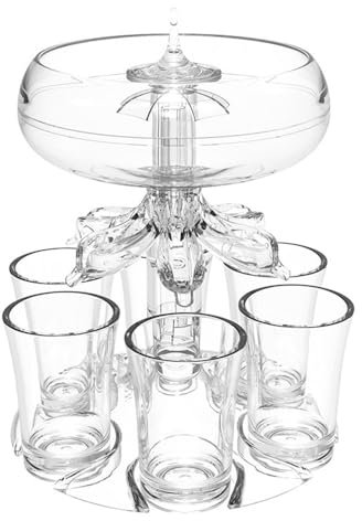 Ycxydr Party Drink Dispenser with 6 Shot Glasses, Acrylic Clear Shot Glass Dispenser for Bars, Large Parties, Family Reunions, Christmas and Other Holiday Gifts (with Light), HX20211128