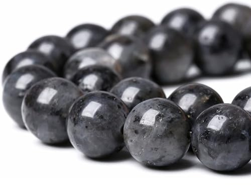12mm Genuine Larvikite Black Labradorite Beads Round Gemstone Loose Beads for Jewelry Making 15(31-32pcs/strand)
