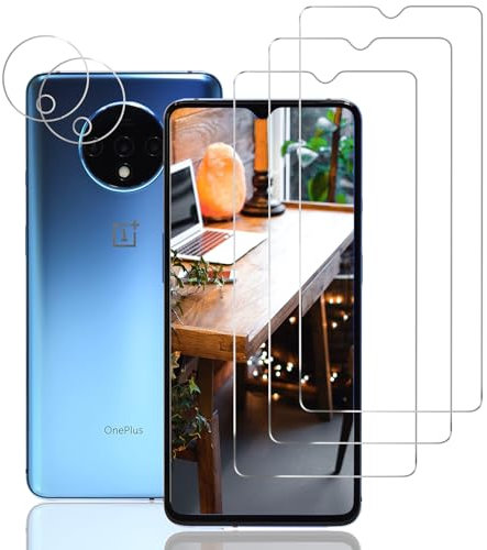Schutzfolie Panzerfolie für OnePlus 7T, [Kante an Kante][Blasenfrei][Anti-Kratzer Schutzfolien] Ultra-HD Displayschutzfolie, 3 Stück Schutzfolie und 2 Stück Kameraschutz