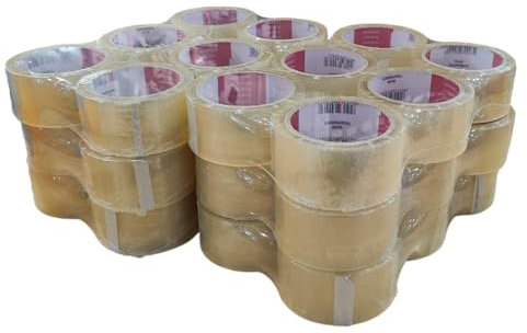 36 ROTOLI NASTRO ADESIVO PER IMBALLAGGIO SILENZIOSO 50x66 YD RESISTENTE ALL'ACQUA TRASPARENTE