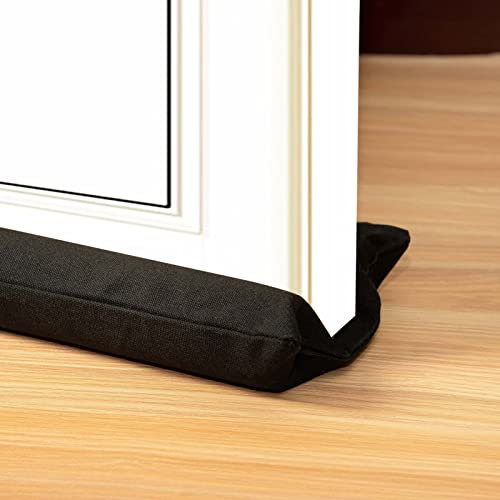 Marwood Under Door & Window Stopper 76cm-96cm Adjustable Door Windproof Stopper, Foam Door Sweep Air & Noise Blocker for Bottom of Doors Double Side - Black 30-38