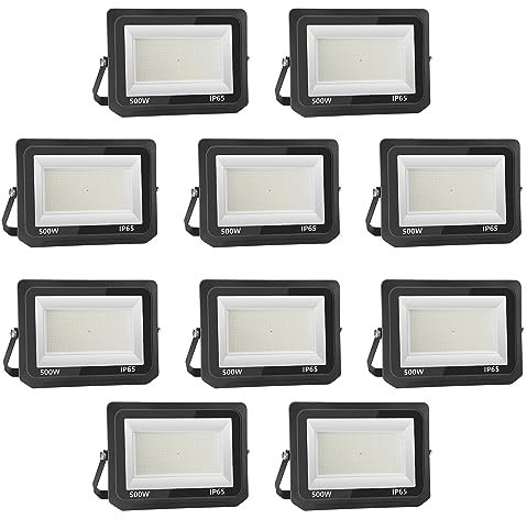 loyal LED Strahler Außen Fluter Aussen: 500W Superhell Scheinwerfer 3000K Kaltweiß 50000LM - IP65 Wasserdicht Verstellbar mit Bügel für Garten, Garage, Sportplatz