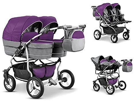 Zwillingskinderwagen 4 in 1 Twin Star inkl. Autositze - 13 Teile - in 16 Farben