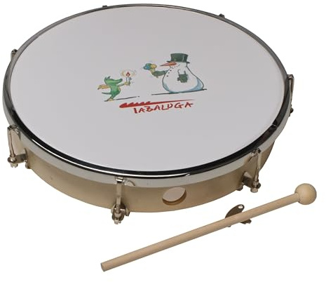 Fame Handtrommel 10 Zoll - Tabaluga Design, Holzrahmen, stimmbar, inkl. Holzschlägel, robust & anpassbar, ideal für musikalische Bildung & Spaß