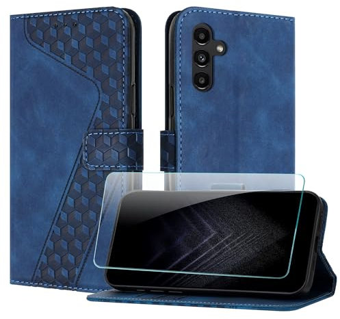 JayModCase Funda para Samsung Galaxy A05s, PU Piel Flip Carcasa con [Galaxy A05s Protector de Pantalla] Cierre magnético Soporte Plegable Tarjetas y Cartera (Azul)