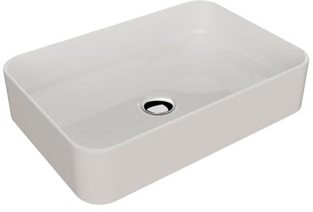 LEMONBATH - Lavabo Sobre Encimera Ovalado Blanco Brillo - Medidas 51 x 34,5 x 11 cm - Lavabo Suspendido Sobre Encimera Muebles de Baño - Lavabo de Ceramica - Lavamanos para Grifo Lavabo Alto