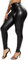 FITTOO Damen Kunstleder Leggings Hohe Taille Lederhose Wetlook Latex Leggins Strumpfhose Schwarz, M