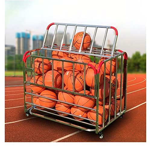 HAODUOO Chariot de balles for écoles/Garage – Peut contenir 40 balles n° 5, Cage de Rangement Portable for Ballons de Basket-Ball, Volley-Ball, Acier Inoxydable 304 antirouille.