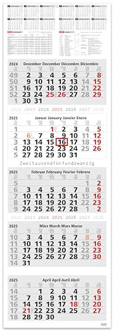 5-Monatskalender INFO - Schulferien, Feiertagen und Jahresübersicht 2026, Wandkalender I 33 x 100 cm, dekoratives Großformat mit 4 einzelnen, perforierten Kalenderblocks (INFO 5- MONATS)
