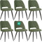 JIJIAN Esszimmerstühle 6er Set, Stühle Esszimmer, Küchenstühle, Wohnzimmer Essstühle mit Ausschnitt Rückenlehne Streifen Samt Stuhl, Gepolsterte Stühle für Esszimmer, Küche, Schlafzimmer, Grün