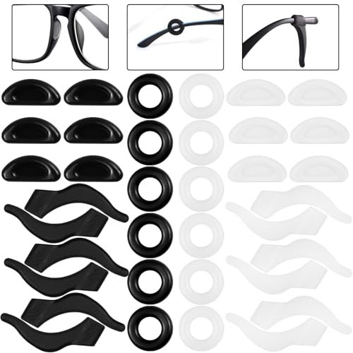 benlidoner 36 Pairs Silicone Glasses Nose Pads Anti Slip Glasses Ear Grips Round Glasses Retainers Soft Glasses Accessories Keep Glasses from Slipping for Eyeglasses Sunglasses Reading Glasses