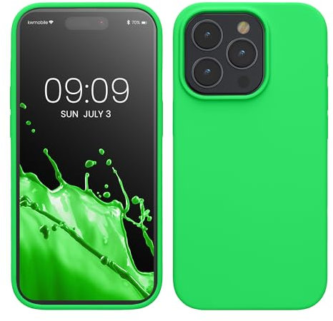 kwmobile Case for iPhone 15 Pro Case - Soft TPU Silicone Cover - Neon Green