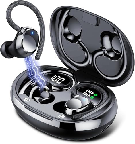Wireless Sports Bluetooth Headphones, Bluetooth 5.3 Earbuds with HiFi Stereo, 60H Wireless Earbuds with Noise Reduction 4 HD Mic, Running Bluetooth Headset, IP7 Waterproof, LED Display, Black