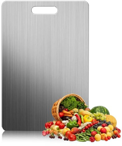 STFYUG Tagliere Acciaio Inox, 1 pezzi Tagliere in Acciaio Inox Alimentare, Tagliere in Titanio per Cucina, Tagliere Titanio, Taglieri in Acciaio Inox per Carne, Frutta, Verdura(34 x 23cm)
