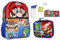 Bioworld Super Mario Rucksack, 5-teilig, 40,6 cm, Rucksack-Set mit abnehmbarer Lunchtasche, Wasserflasche, Federmäppchen und Schlüsselanhänger aus Gummi