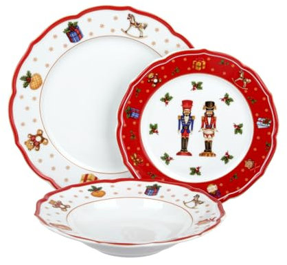 KASANOVA Set de table 3 assiettes soldats de Noël rouges