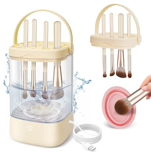 Nettoyeur Pinceau Maquillage Électrique, Nettoyant Pinceaux Maquillage, USB Nettoyage Pinceaux Maquillage, Toyage Rapide, Lave Pinceaux Maquillage pour Toutes les Tailles de Pinceaux