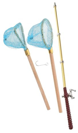 TOYANDONA Mini-angelrute Für Puppenhaus Angelspielzeug Fischernetz Puppenhauszubehör Aus Hochwertigem Material Miniatur-angelrute Für Modell Und Spielzeugkollektion