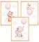 Zamety 3er Set Bilder Kinderzimmer, Babyzimmer Deko Bilder, Kinderzimmer Deko Poster, A4 Bilder Kinderzimmer Mädchen, Tier Hase Poster Kinderzimmer, Poster Kinderzimmer Jungen, Ohne Bilderrahmen