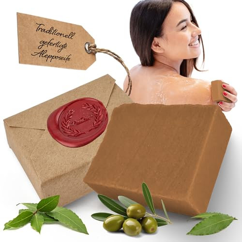 PanPura | Original Aleppo Seife [Olivenseife] Alepposeife für Haare, Gesicht, Körper - Bio Seife, vegan & palmölfrei, Oliven Natur-Haarseife, Olivenölseife