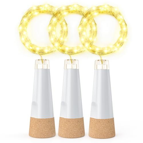 KOBWA Guirlande lumineuse en forme de bouteille de vin avec bouchon en liège, rechargeable par USB, fonctionne à piles, guirlande lumineuse améliorée 2025 pour décorations de Noël