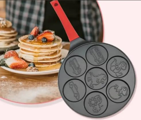 Gas Hob Frying Pan 7 Holes Multi Function Breakfast Pancakes Eggs for Sausage and Egg Muffins Non-Stick