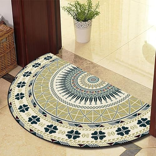 Guest Ruyunlai Half Moon Semi Circle 40cm X 60cm Fireside Rugs for Living Room Washable Inside Door Mat Bedrooms Colourful green 890-18 models