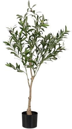 Relaxdays Olivier Artificiel, Arbre décoratif, détails réalistes, H x D : 120 x 60 cm, Vert et Marron