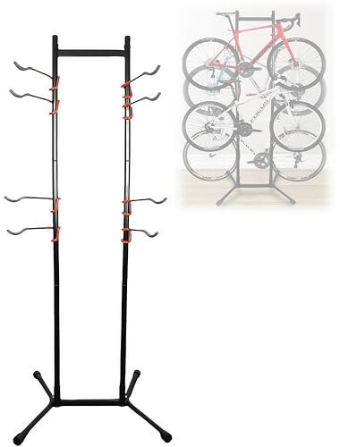 WUDLEP Freestanding Gravity Bike Stand, 4 Bike Rack Stand, Bike Storage Rack for Garage Home, Adjustable Vertical Bicycle Holder for Indoor Outdoor, Hanger Floor Parking Cycle Organizer