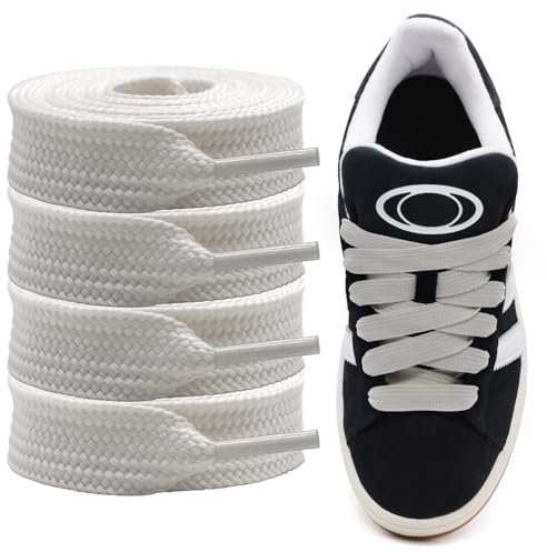 Cordeaux Épais pour Adidas Campus 00s, Pack de 2 Paires Lacs Plat Large de 15mm, Lacs de Remplacement pour Sneakers - Beige
