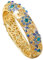 Armreif mit Kristall-Emaille-Blumenmotiv, offenes Retro-Cloisonné-Armband, handgefertigter Blumenschmuck als Geschenk für Frauen (Blue)