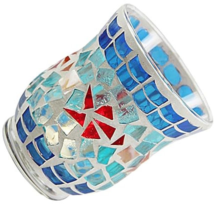 Cabilock Ornement Chandelier Bougeoir Décoratif Fête Bougie Chauffe-Plat Turquoise Titulaire Détenteurs De Chandelles Photophores Porte-feu De Thé Un Verre