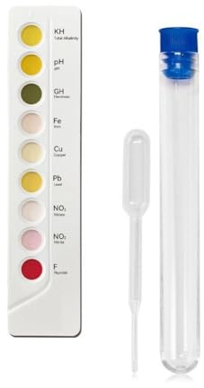 JNJOOD Wassertestpapier 9 in 1 für Trinkwasser PH//GH/Fe/Cu/Pb/NO3/NO2/F