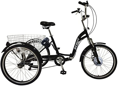 Tricycle électrique, roues 24, cadre pliable, 6 vitesses, moteur 14 Ah, 250 W, écran LCD