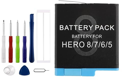 Vvsialeek AHDBT-801 Replacement Battery Compatible with GoPro Hero 8/7/6/5/Black 2018 (AABAT-001 AHDBT-501) with Toolkit