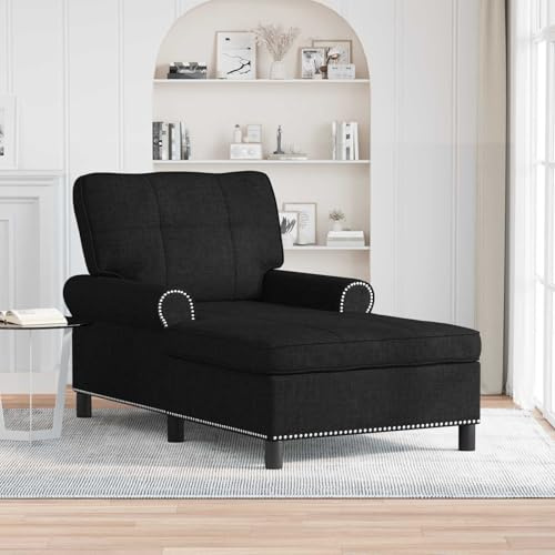 Generisch Lounge-Liege mit Kissen Schwarz 91 x 157 x 91 cm Stoff,Möbel,Stühle,Chaiselongues,42022932