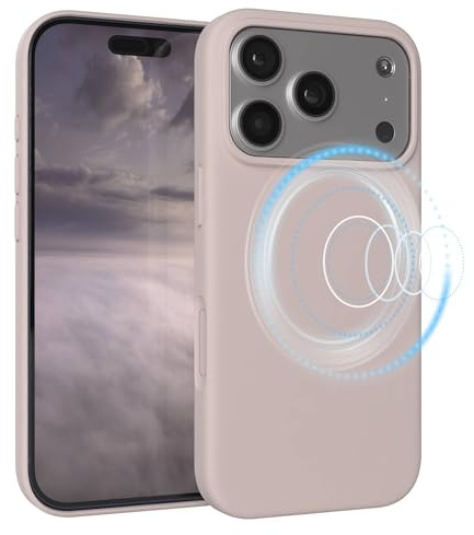 EAZY CASE Magnetische Silikon Hülle für iPhone 17 Pro - MagSafe-kompatibel, Premium-Liquid-Silikon, Stoßfest, Kameraschutz, Mikrofaser-Innenfutter, Slim Cover Handyhülle Bumper - Nude Rosa