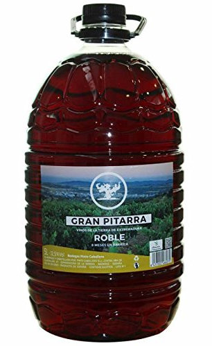 Garrafa pet de Vino Gran Pitarra 5L. Vino de mesa roble de Bodegas Pinto Caballero de Esparragosa de la Serena Extremadura en formato ahorro. Vinos pitarreros