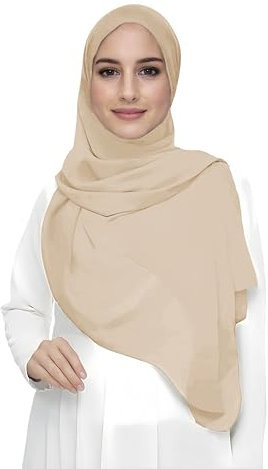 Lina & Lily Damen Muslim Premium Chiffon Hijab Kopftuch Schal aus Leicht Stoff (Beige)